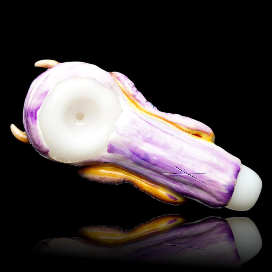 Purple 3d monster hand glass pipe