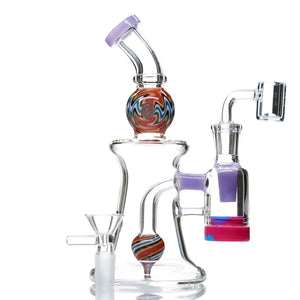 Crystal Glass Candy Swirl Dab Rig With Reclaimer - cheefkit.com