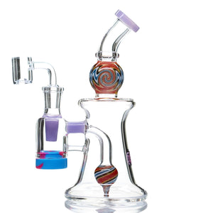 Crystal Glass Candy Swirl Dab Rig With Reclaimer - cheefkit.com