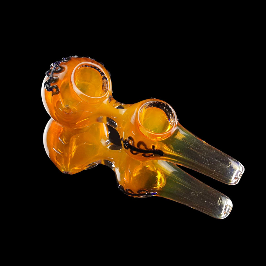 Double Bowl Amber Glass Spoon Pipe
