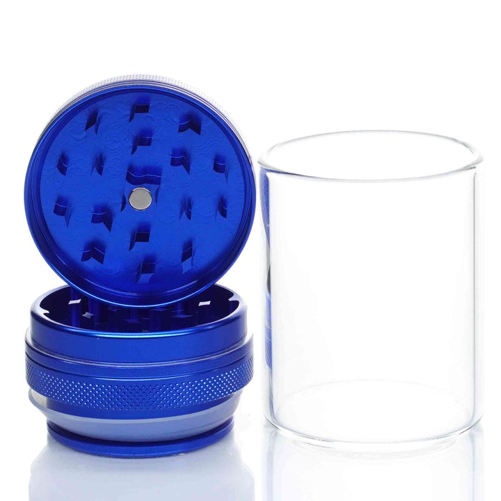 Jar with buit in aluminum herb grinder- cheefkit