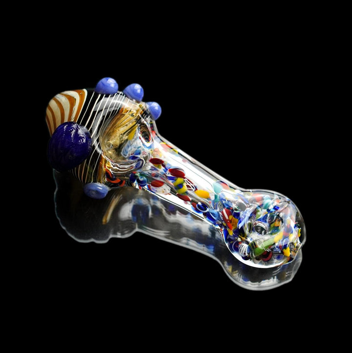 5" Heavy Glass Donut Speckled Swirl Hand Pipe - cheefkit.com
