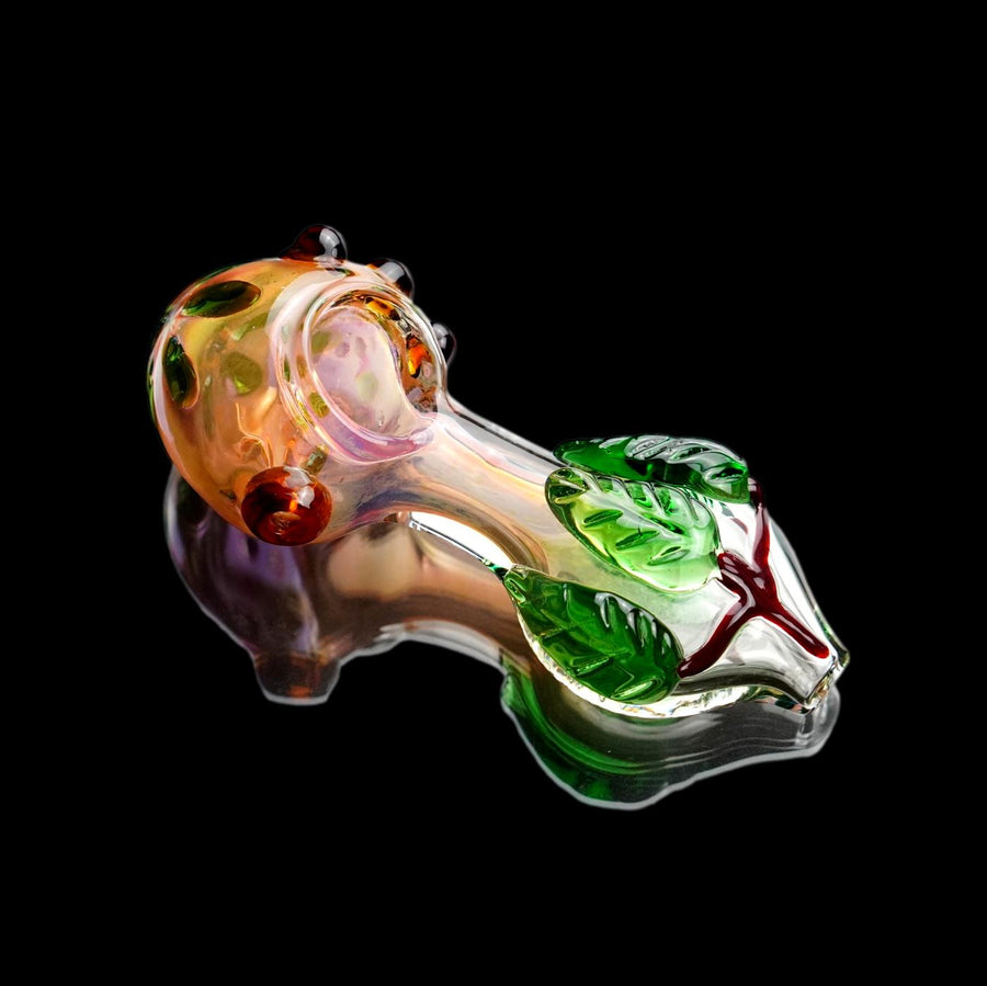 5" Heavy Glass Rose Fume 3D Leaf Hand Pipe - cheefkit.com