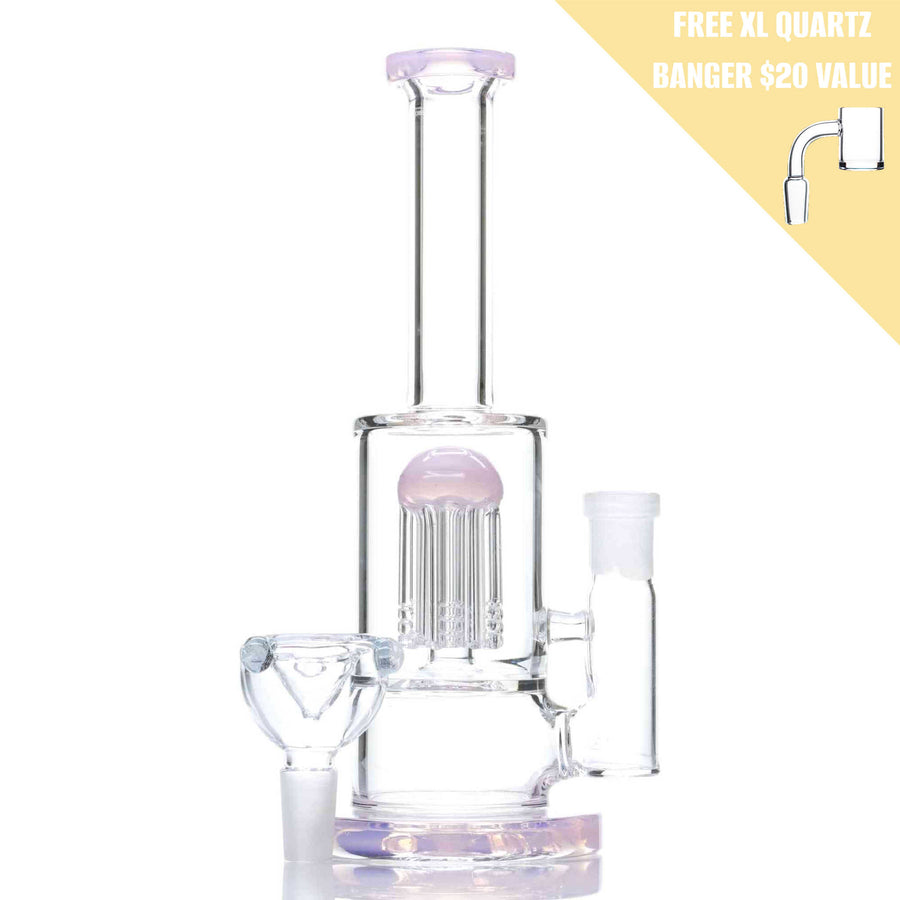 Pink tree perc dab rig with free banger and bowl - cheefkit