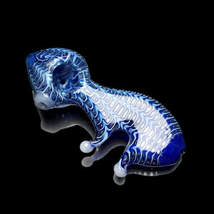 Blue snake skin glass pipe